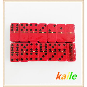 Duplo 6 tinta preta plástico vermelho dominó